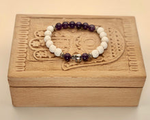 Load image into Gallery viewer, Lava and Amethyst Bracelet 8mm