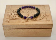 Load image into Gallery viewer, Lava and Amethyst Bracelet 8mm