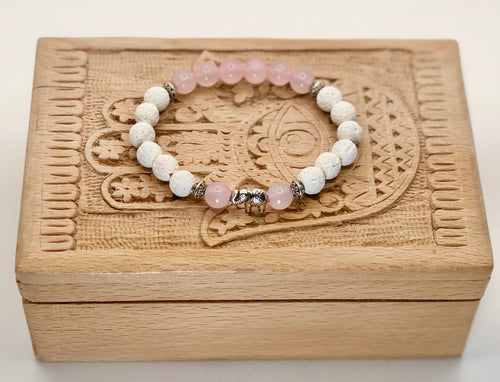 Lava and Rose Quartz Bracelet 8mm