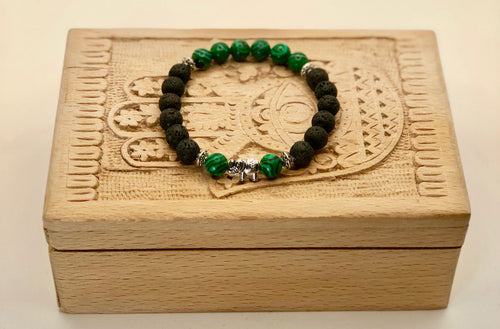 Lava and Malachite Bracelet 8mm