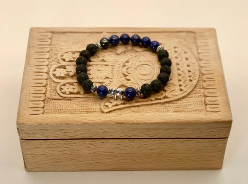 Lava and Lapis Lazuli Bracelet 8mm